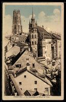 AK Fribourg, La Cathédrale et l`Hôtel de Ville